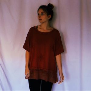 dark orange flowy shirt